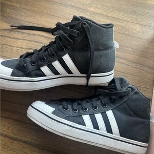 Adidas Black High-Top Sneakers with White Logo